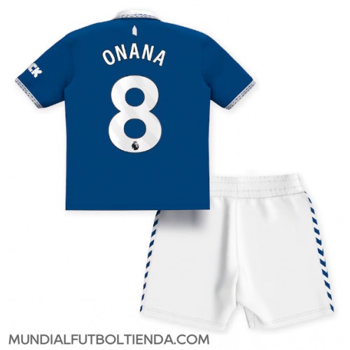 Camiseta Everton Amadou Onana #8 Primera Equipación Replica 2023-24 para niños mangas cortas (+ Pantalones cortos)